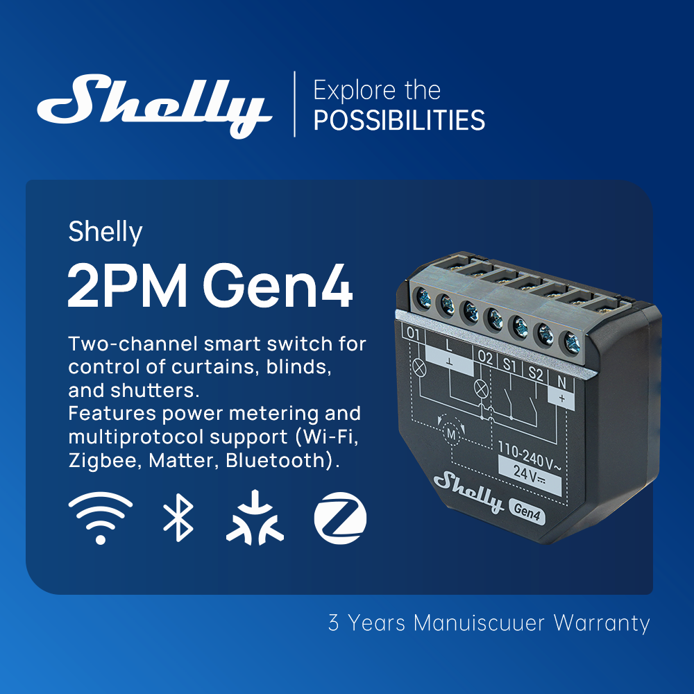 Shelly 2PM Gen4 Zigbee 2 Chann - огляд і ціна Shelly Relay Module