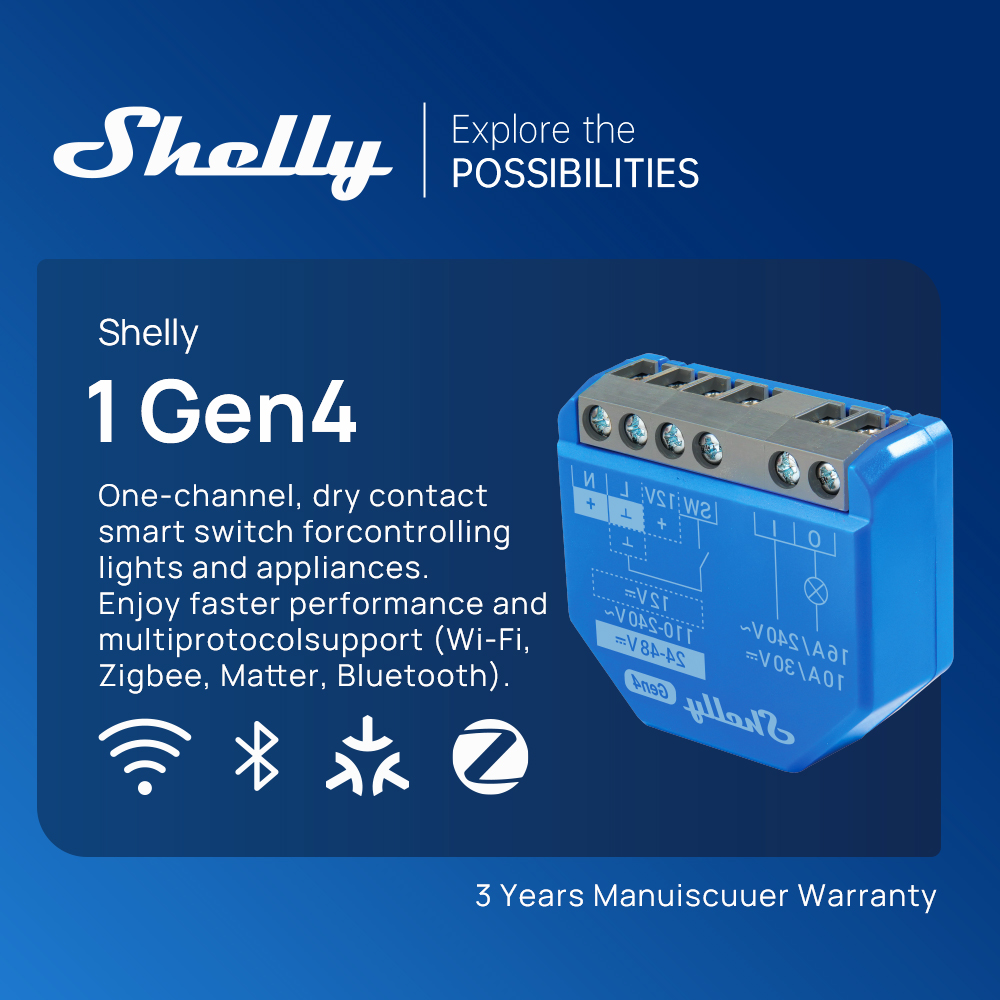 Shelly 1 Gen4 Zigbee Dry Conta - огляд і ціна Shelly Relay Module