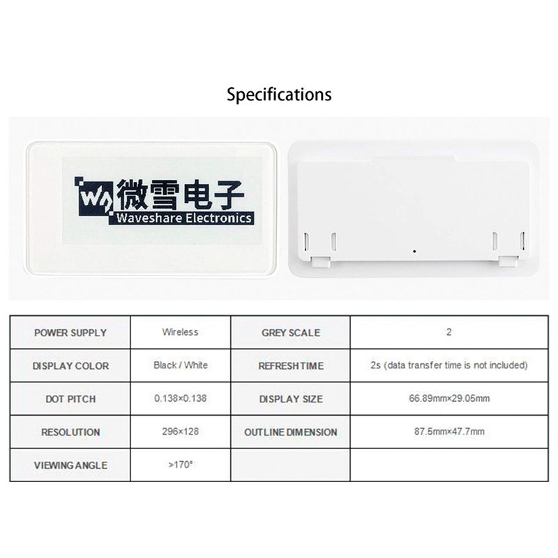 Waveshare 2.9 Inch Wireless -P - огляд і ціна Display Epaper 2.9