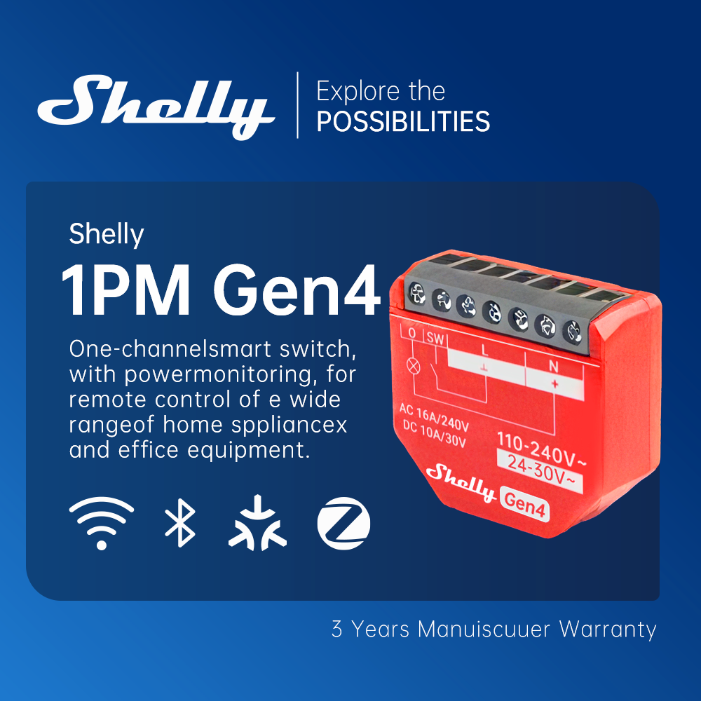 Shelly 1PM Gen4 Zigbee Disposi - огляд і ціна Shelly Relay Module