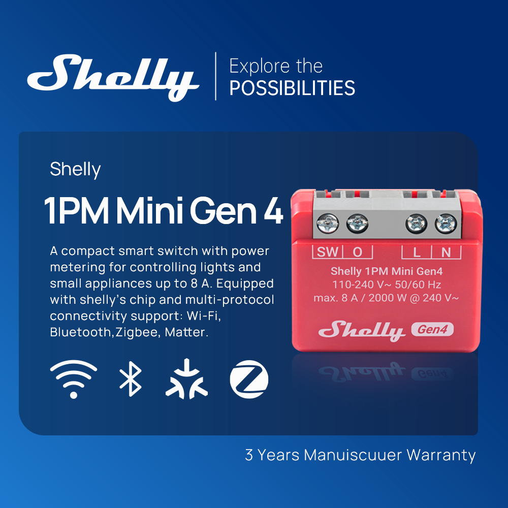 Shelly 1PM Mini Gen4 Zigbee Sm - огляд і ціна Shelly Relay Module
