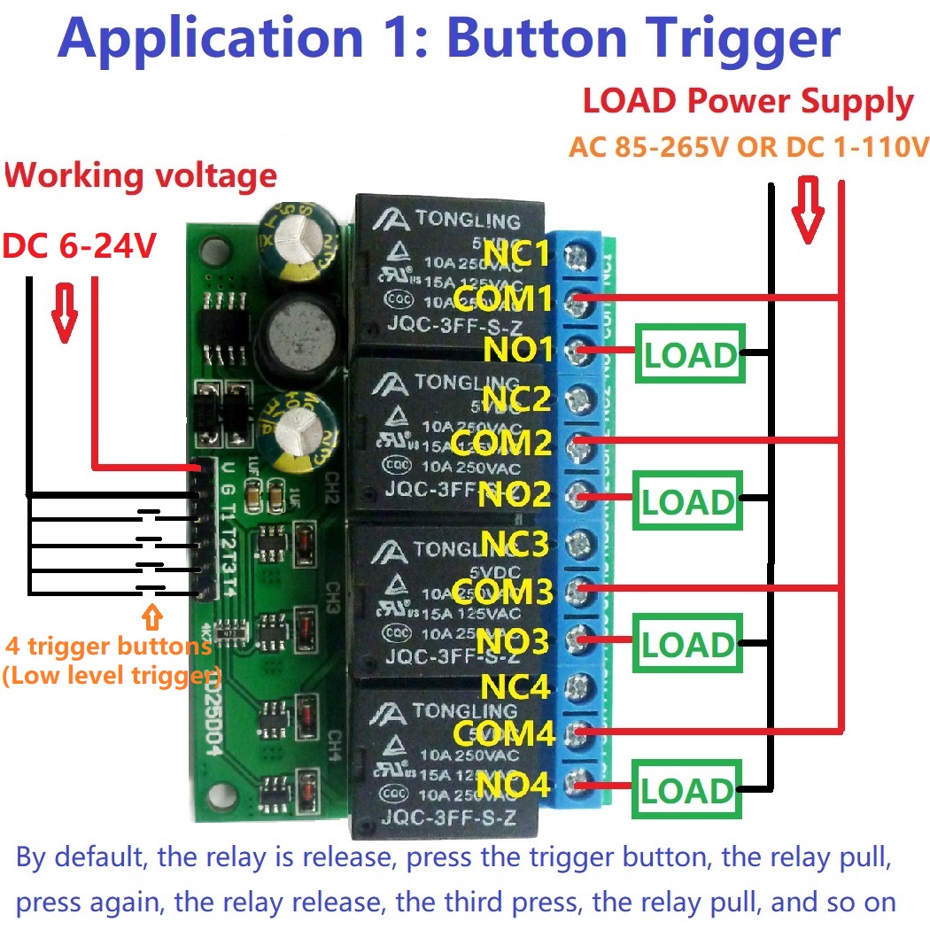 4ch DC 6V-24V Flip-Flop Latch  - огляд і ціна Shelly Relay Module